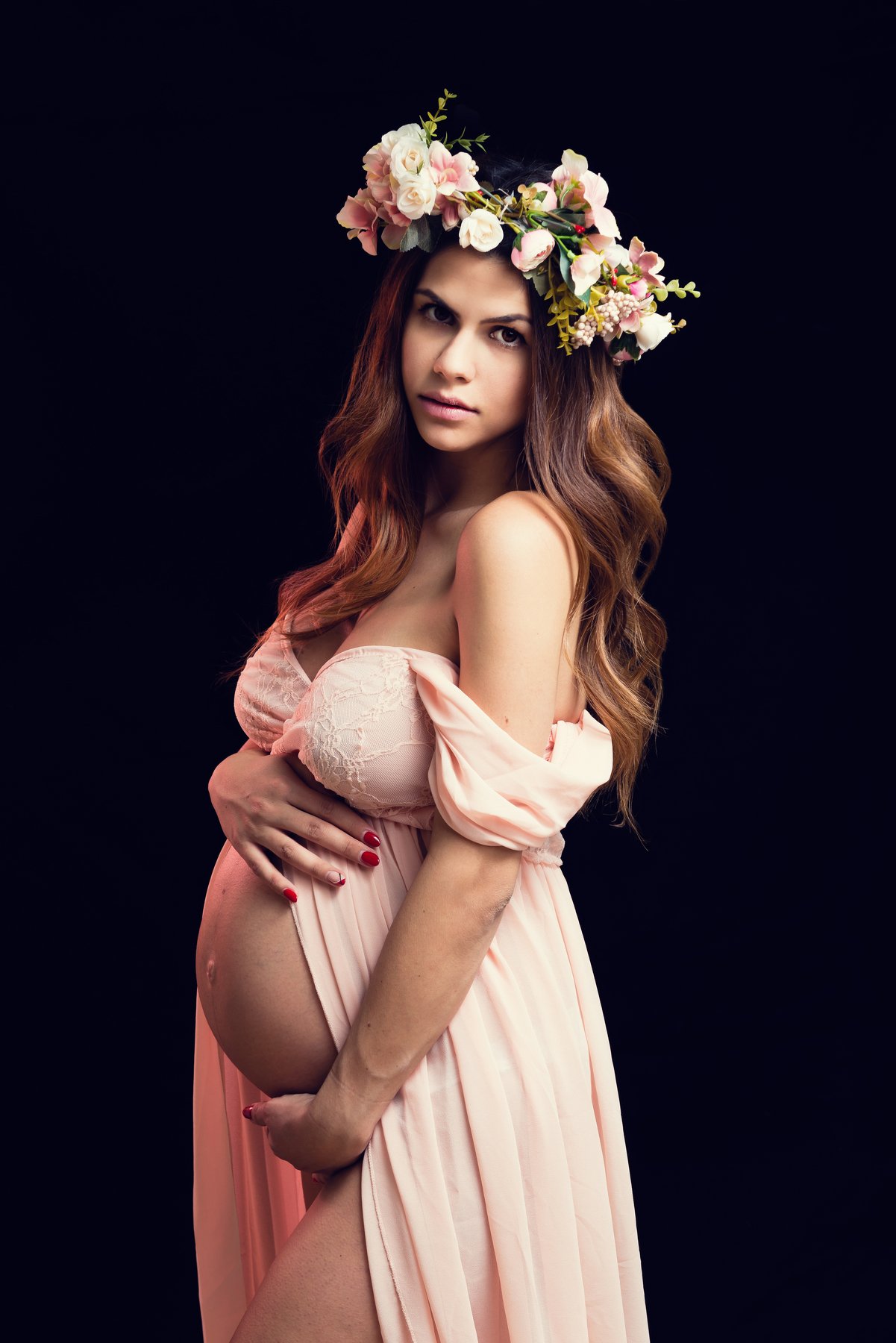 woman, pregnant, flowers, studio, strobe, maternity, Стоян Шопов