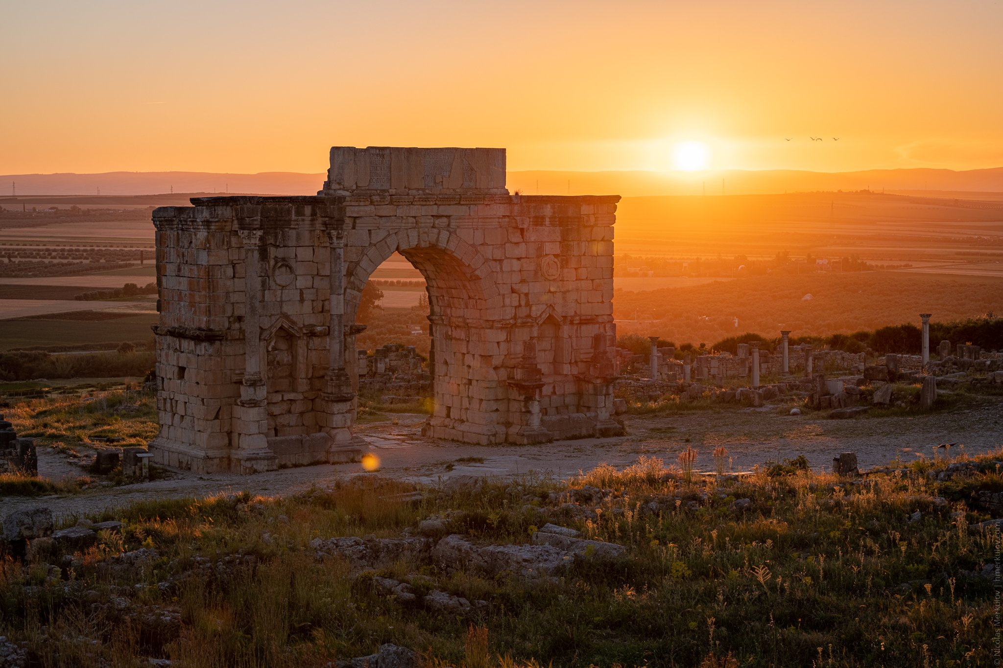morocco africa volubilis caracalla arch arc travel landscape sunrise ancient city ruins rome, Николай Меркулов