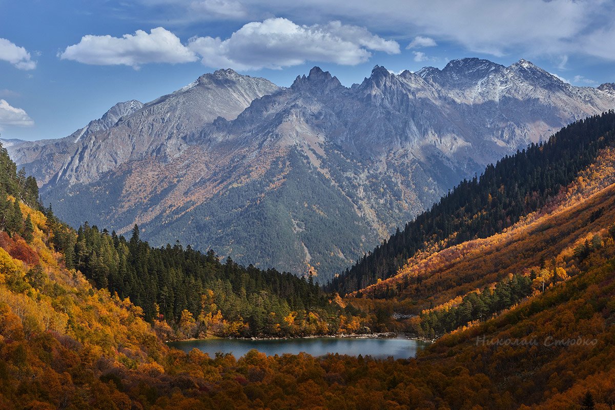 кавказ горы осень озеро лес, Николай Стюбко
