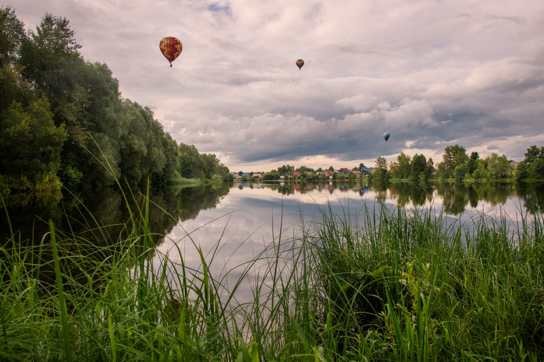 воздушный шар, вода, отражение,пейзаж, Андрей Грибов