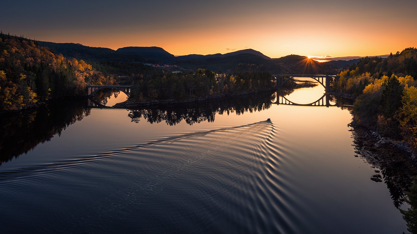 norway,landscape,sunset,boat,water, Tomek Orylski