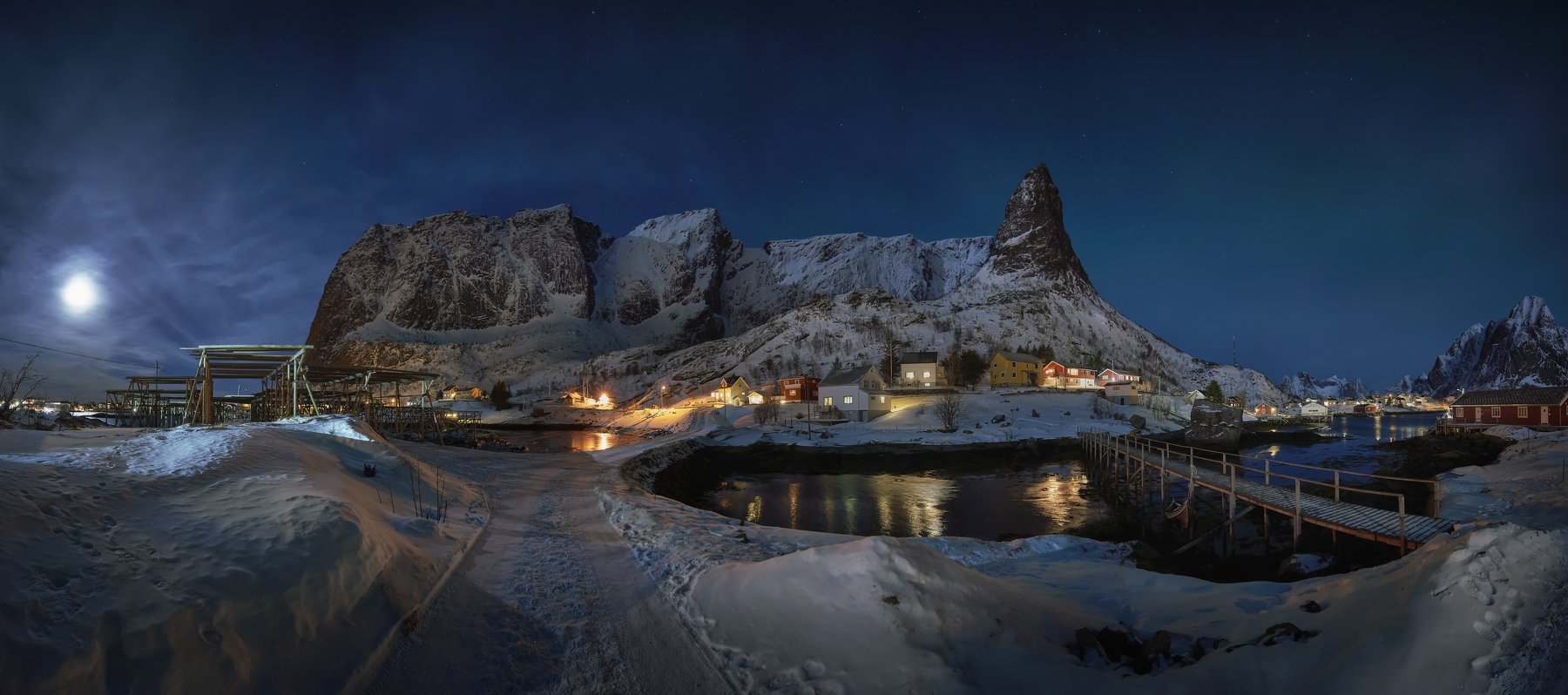 Night, Nature, Mountains, stars, Lights, Travel, Landscape, Panoramic, Norway, Ignacio Municio