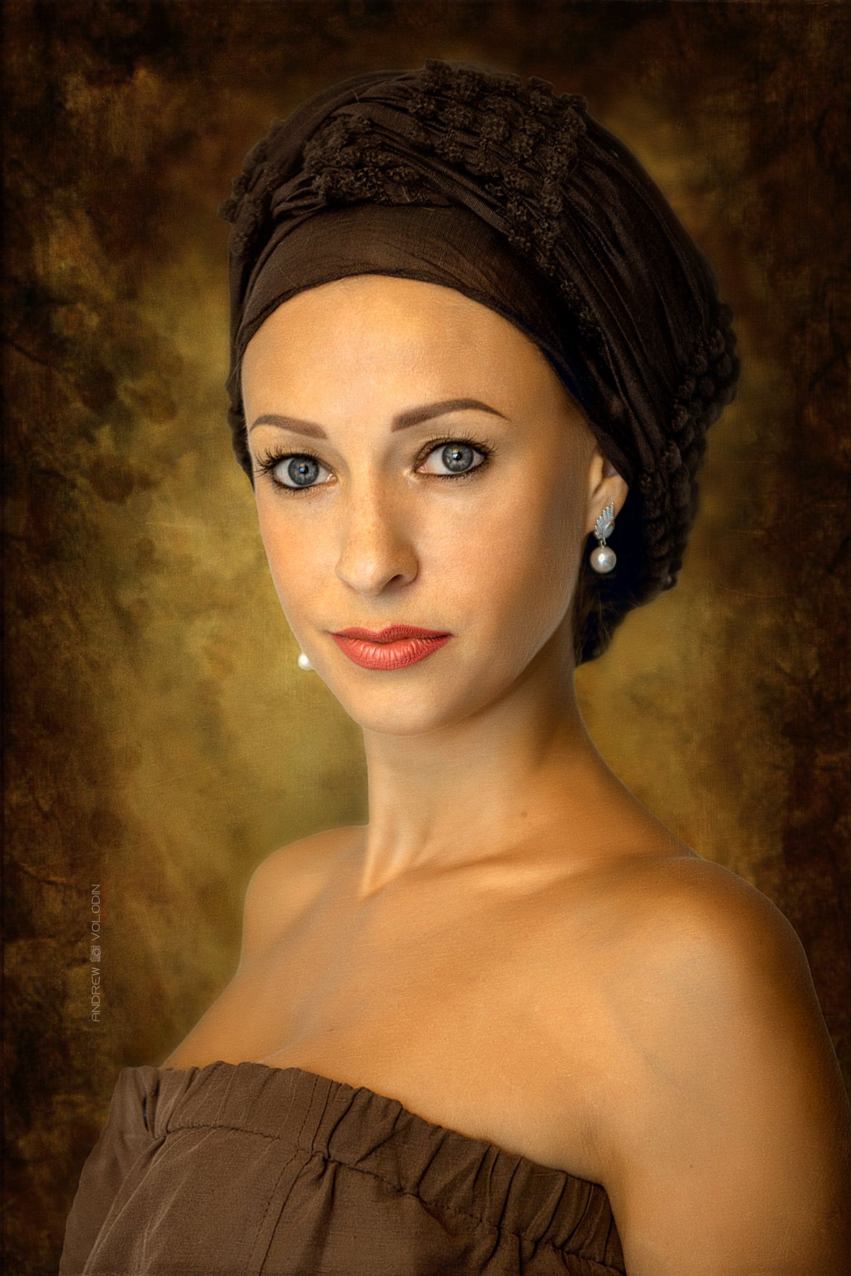 девушка портрет картина жемчуг серьги красиво, Андрей Володин
