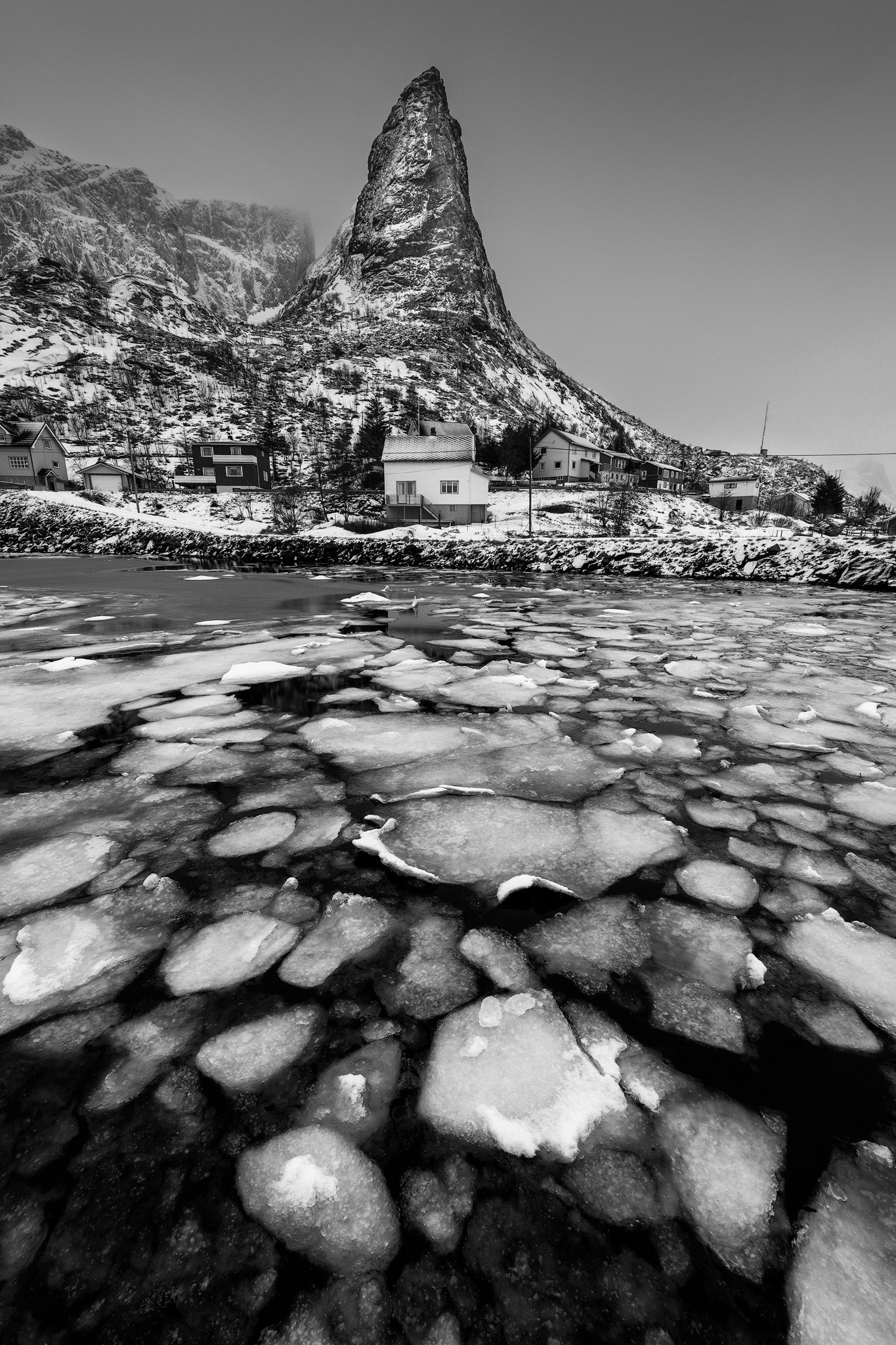 mountain, peak, snow, ice, winter, lofoten, norway, Natnattcha Chaturapitamorn