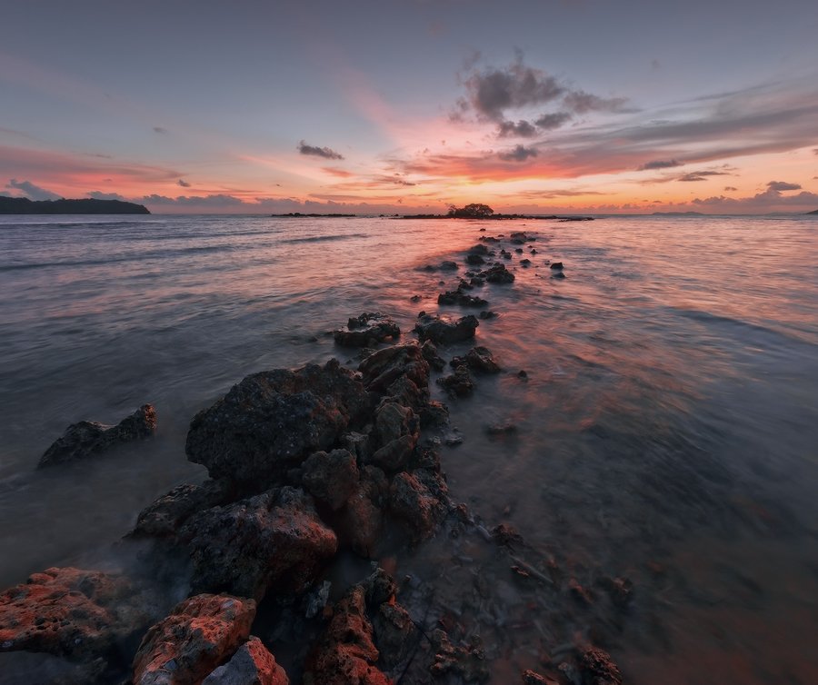 thailand, sea, island, koh kood, stones, sunset, Boris Bogdanov
