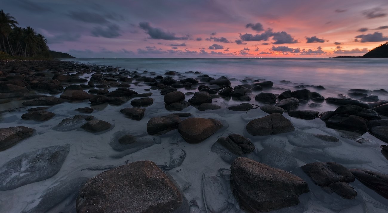 thailand, island, stones, sea, sunset, koh kood, Boris Bogdanov