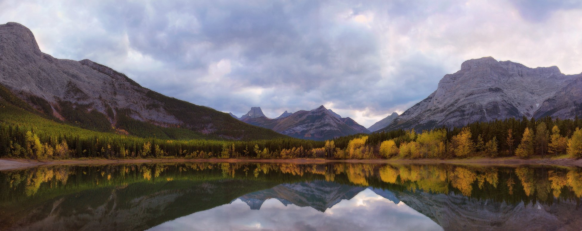канада, скалистые горы, озеро, осень, отражения, панорама, Екатерина Богданова