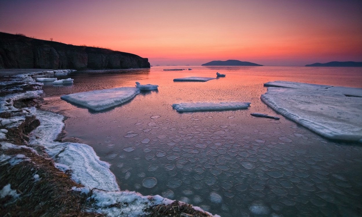 утро, весна, море, лёд, Андрей Кровлин