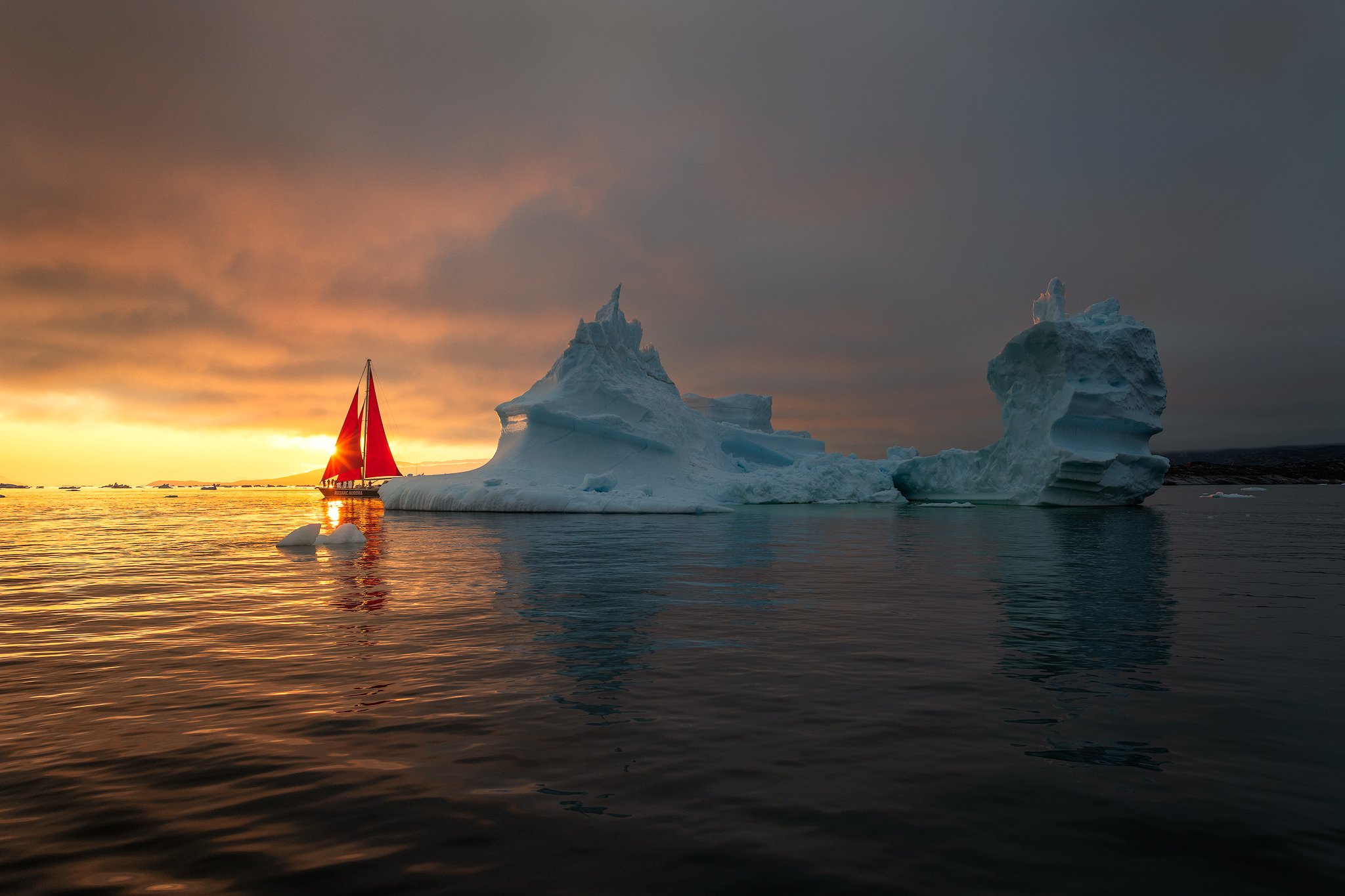 greenland, sailing, sunset, summer, iceberg, Natnattcha Chaturapitamorn