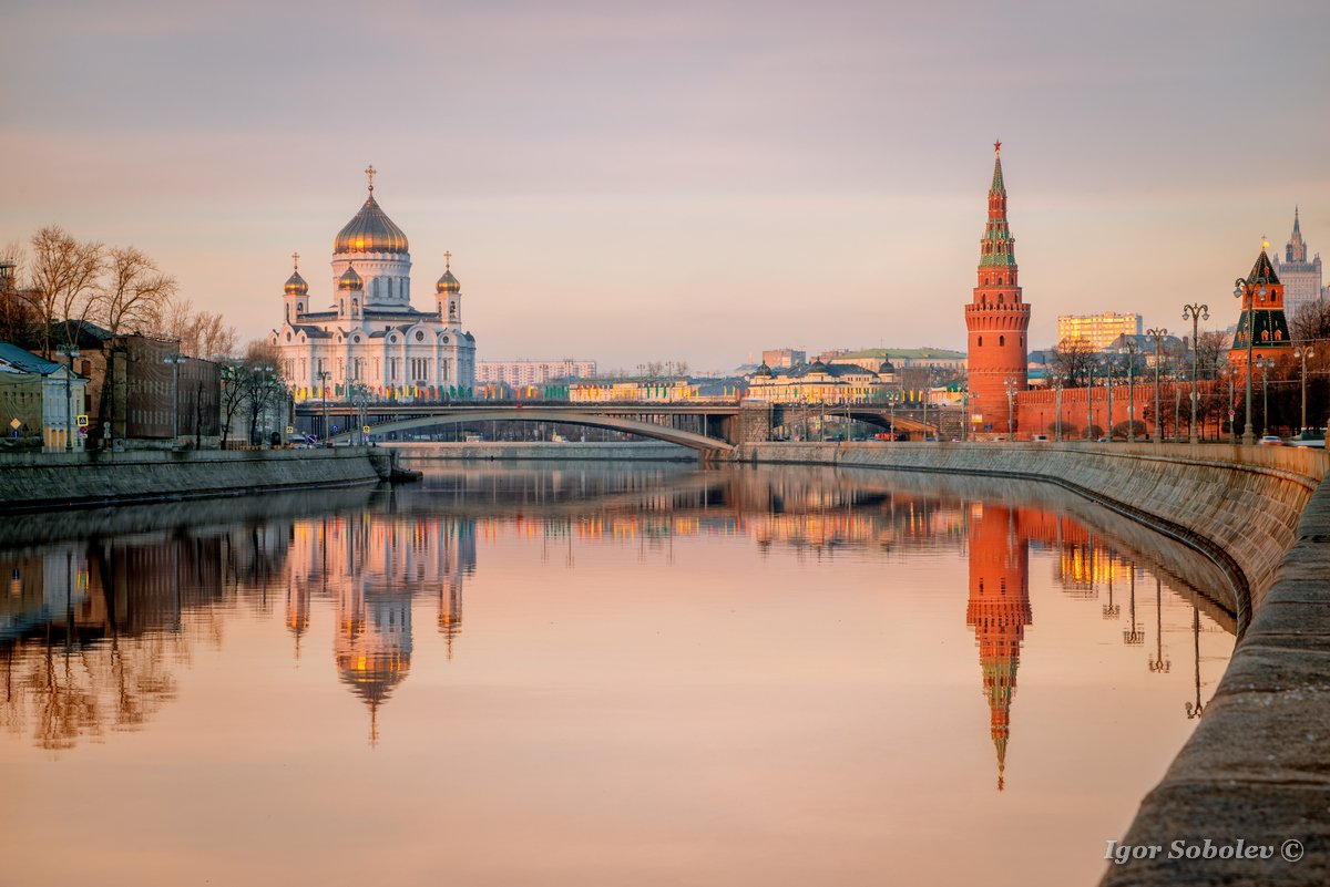 cathedral of christ the savior, kremlin, moscow, reflection, кремль, москва, отражение, храм христа спасителя, Игорь Соболев