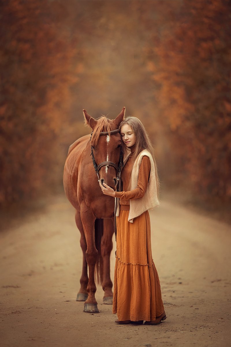 осень лошадь девочка, Ирина Микульская