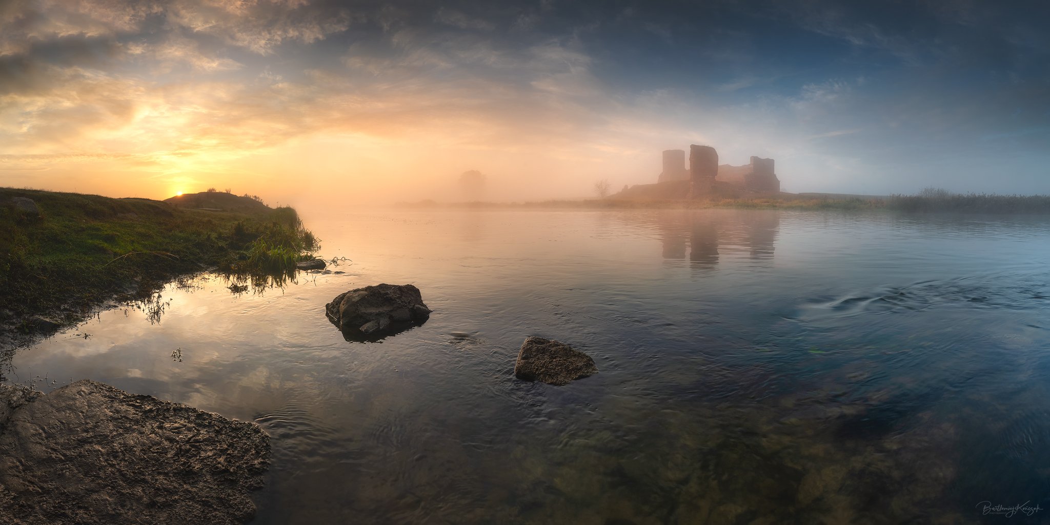 morning, warta, morning, autumn, fog, river, nature, castle, koło, Bartłomiej Kończak