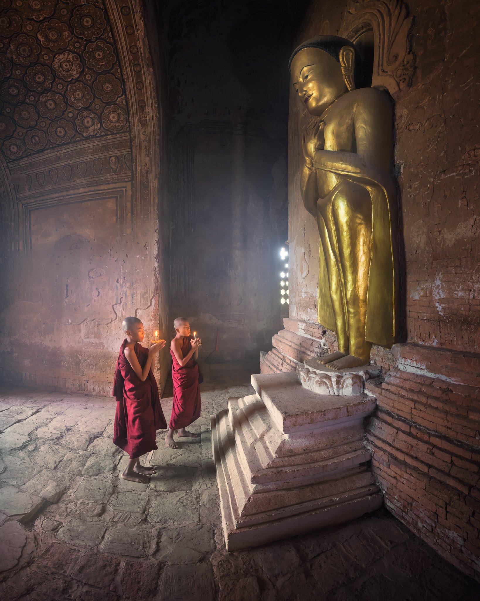 ancient, archeological, architecture, asia, asian, bagan, belief, buddha, buddhism, buddhist, burma, burmese, candle, children, culture, destination, faith, gold, golden, inside, interior, kid, landmark, light, little, man, meditation, monastery, monk, my, Andrey Omelyanchuk