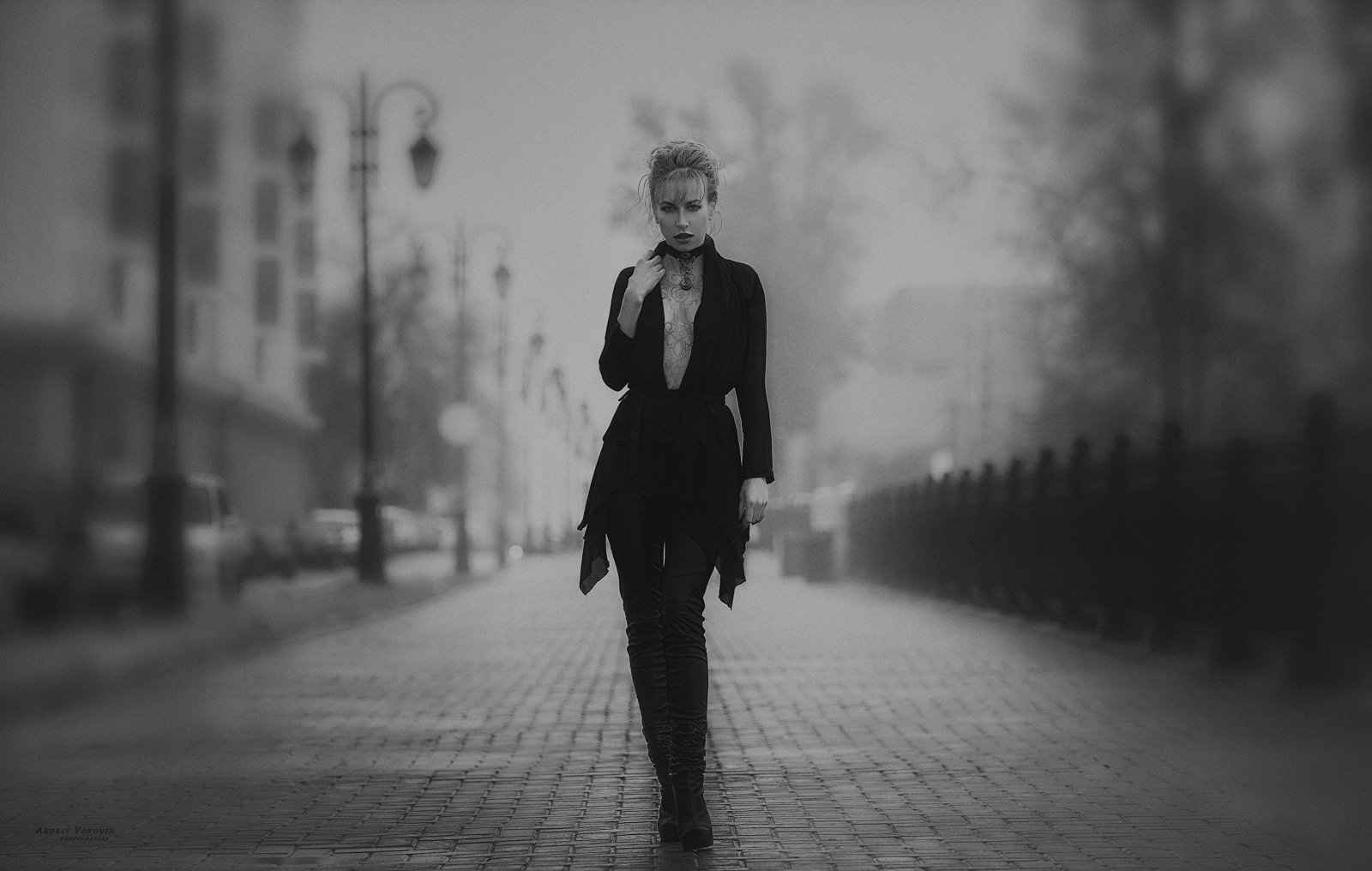 чбфото,черно-белое,портрет,девушка,дождь,туман,красота,улица,фото,, Андрей Воронин