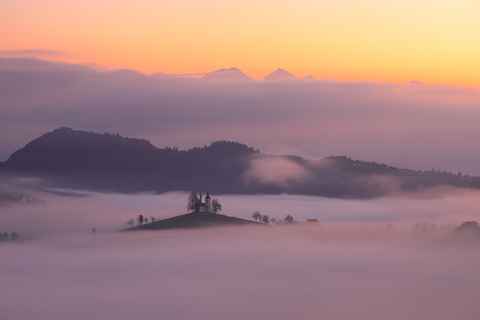 slovenia, mist, fog, morning, sunrise, saint thomas,, Jacek Lisiewicz