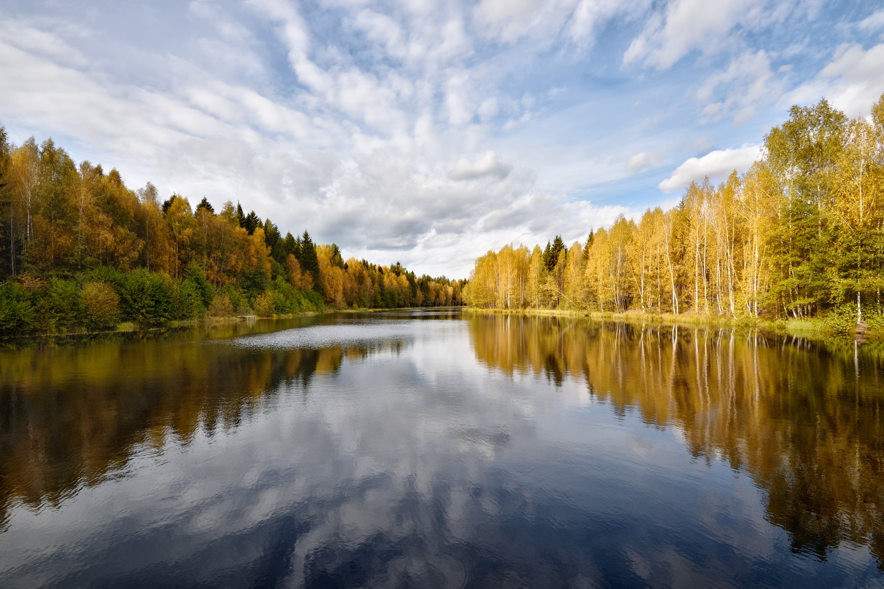 осень,река,лес,небо,облака,отражение,краски, Виталий Полуэктов