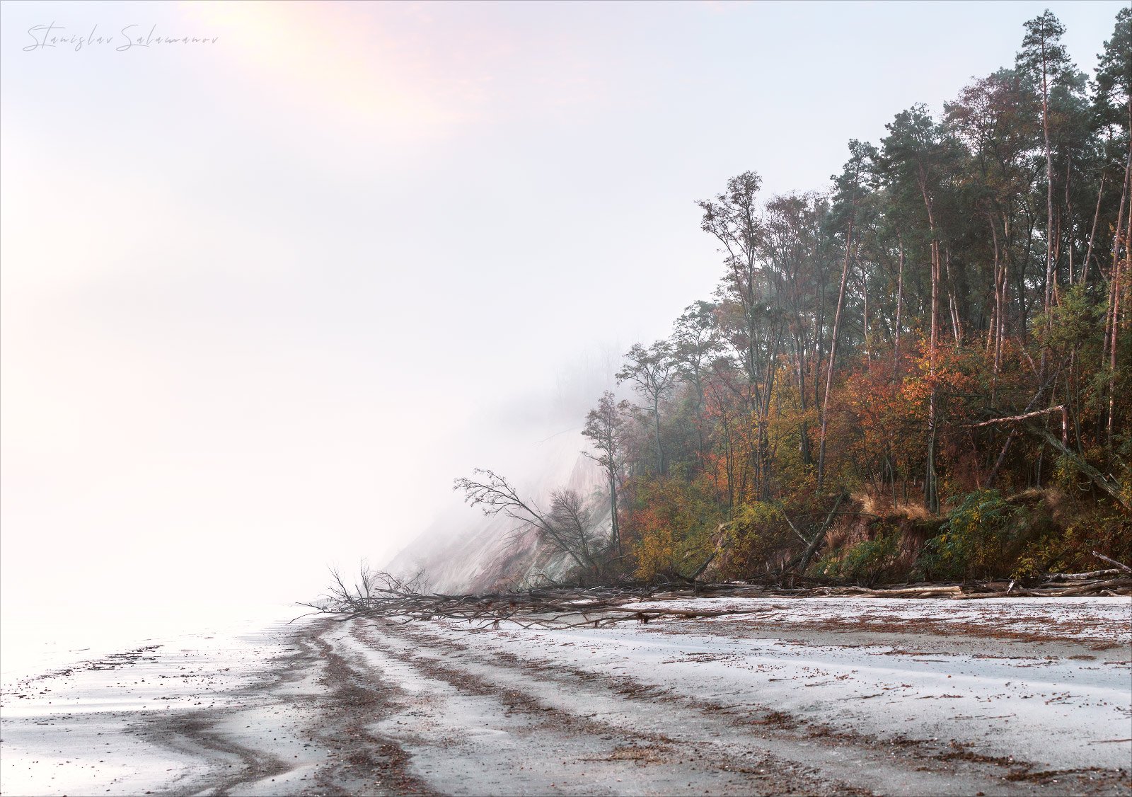 утро, туман, осень, река, берег, пляж, тишина, невесомость, воздушность, Станислав Саламанов