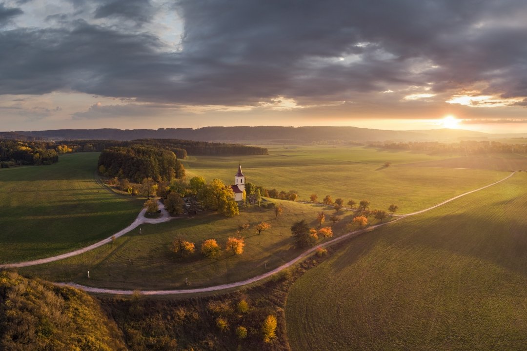aerial, mavic, church, dronephoto, drone, autumn, czechia,, Jakub Müller