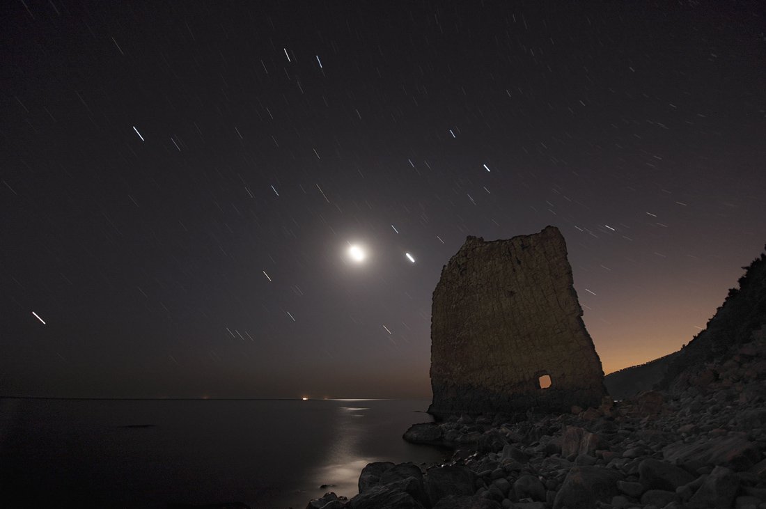 ночь, звезды, скала парус, море, джанхот, Екатерина (PhotoJourneys.ru) Васягина
