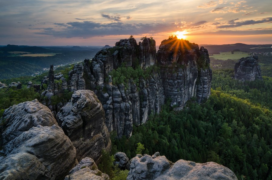 германия,саксония,саксонская швейцария,закат,пейзаж, Дмитрий Бойко