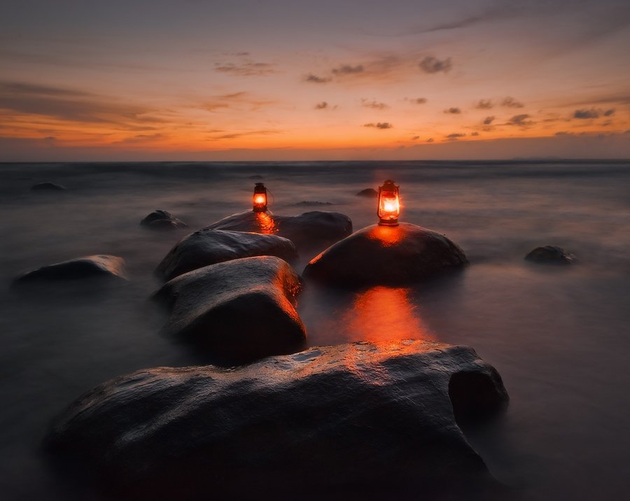 thailand, island, koh kood, stones, sea, sunset, Boris Bogdanov