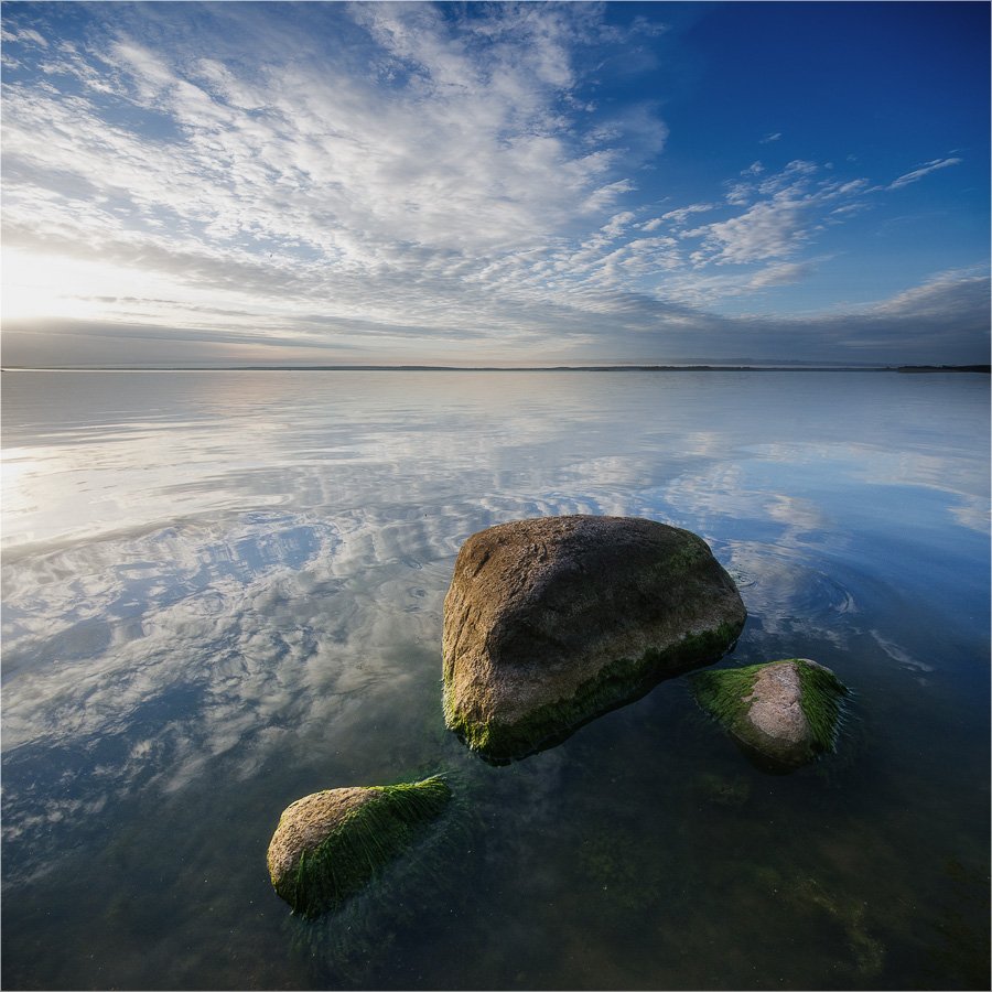 камни, море, небо, облака, отражение, Nethunter