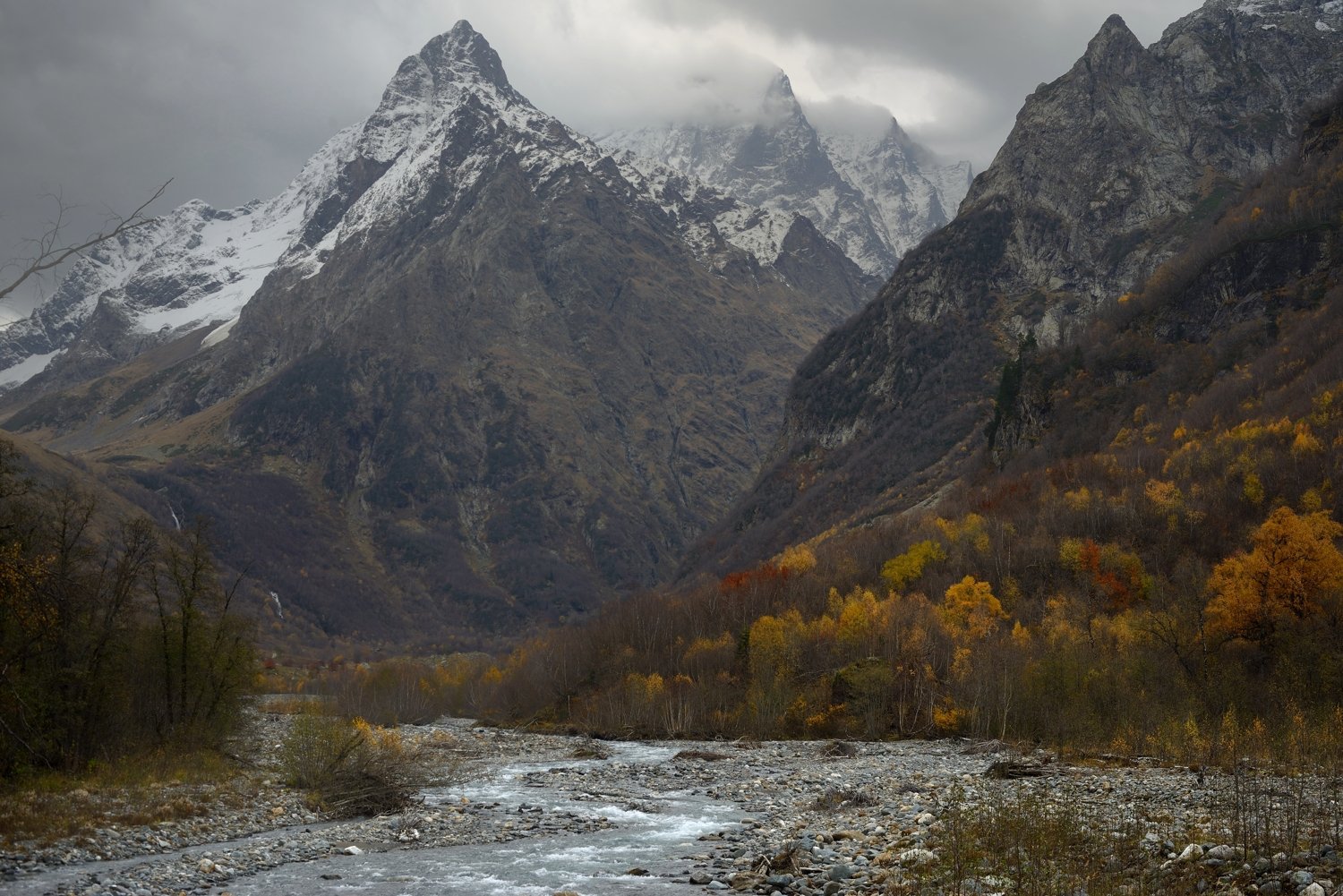 горы кавказ осень лес река домбай-ульген, Александр Жарников