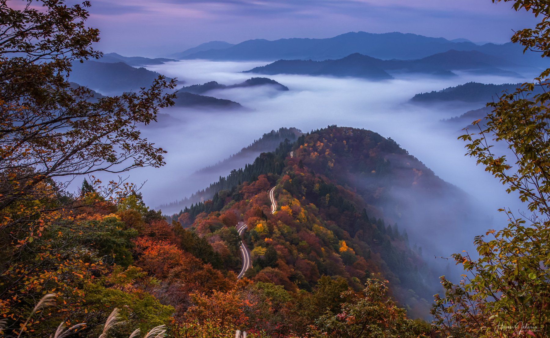 nature landscape japan mountain morning  autumn colors foggy, Hasan Jakaria