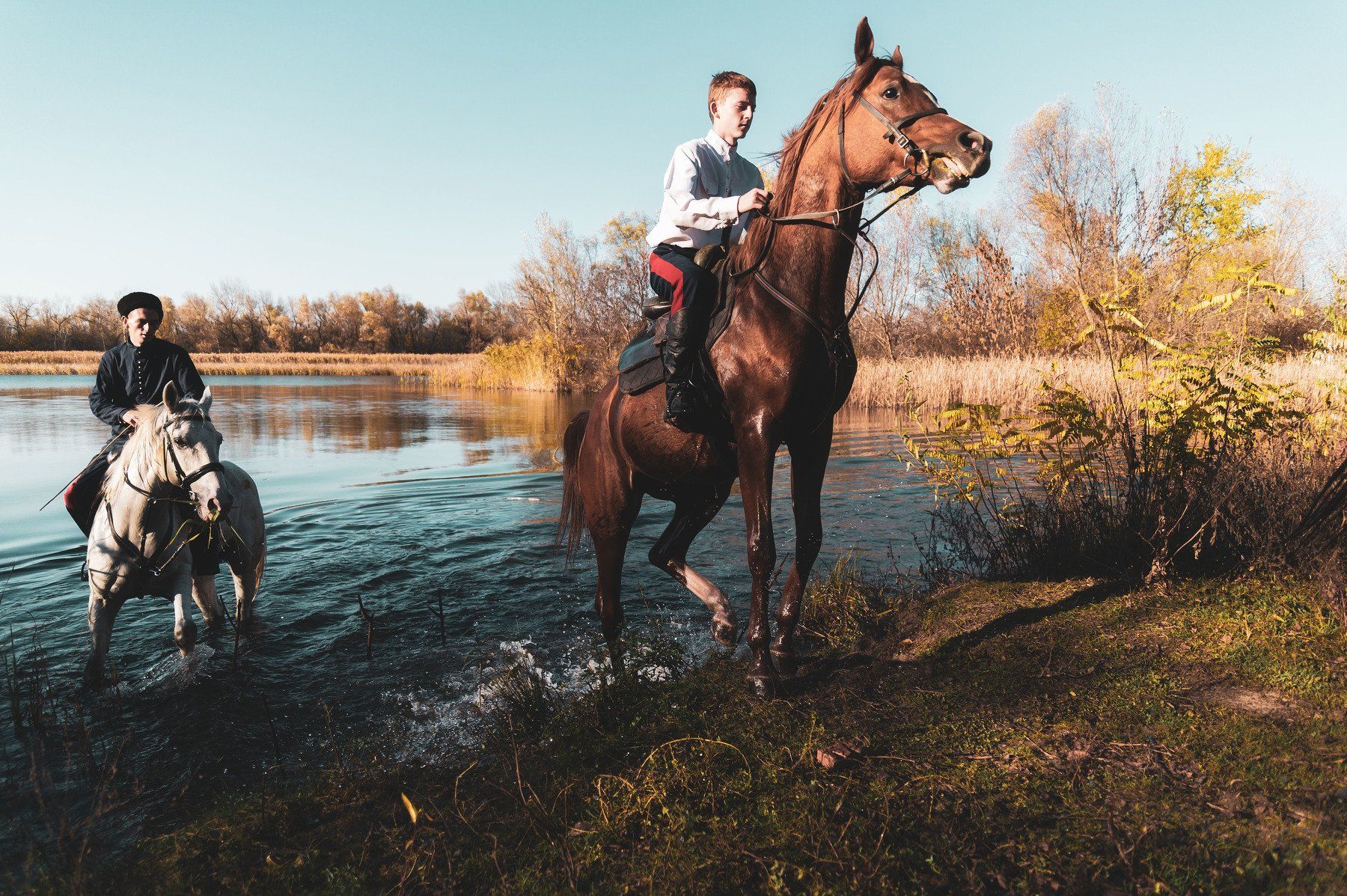 cossack young autumn pond culture traditional horse, Егор Бугримов