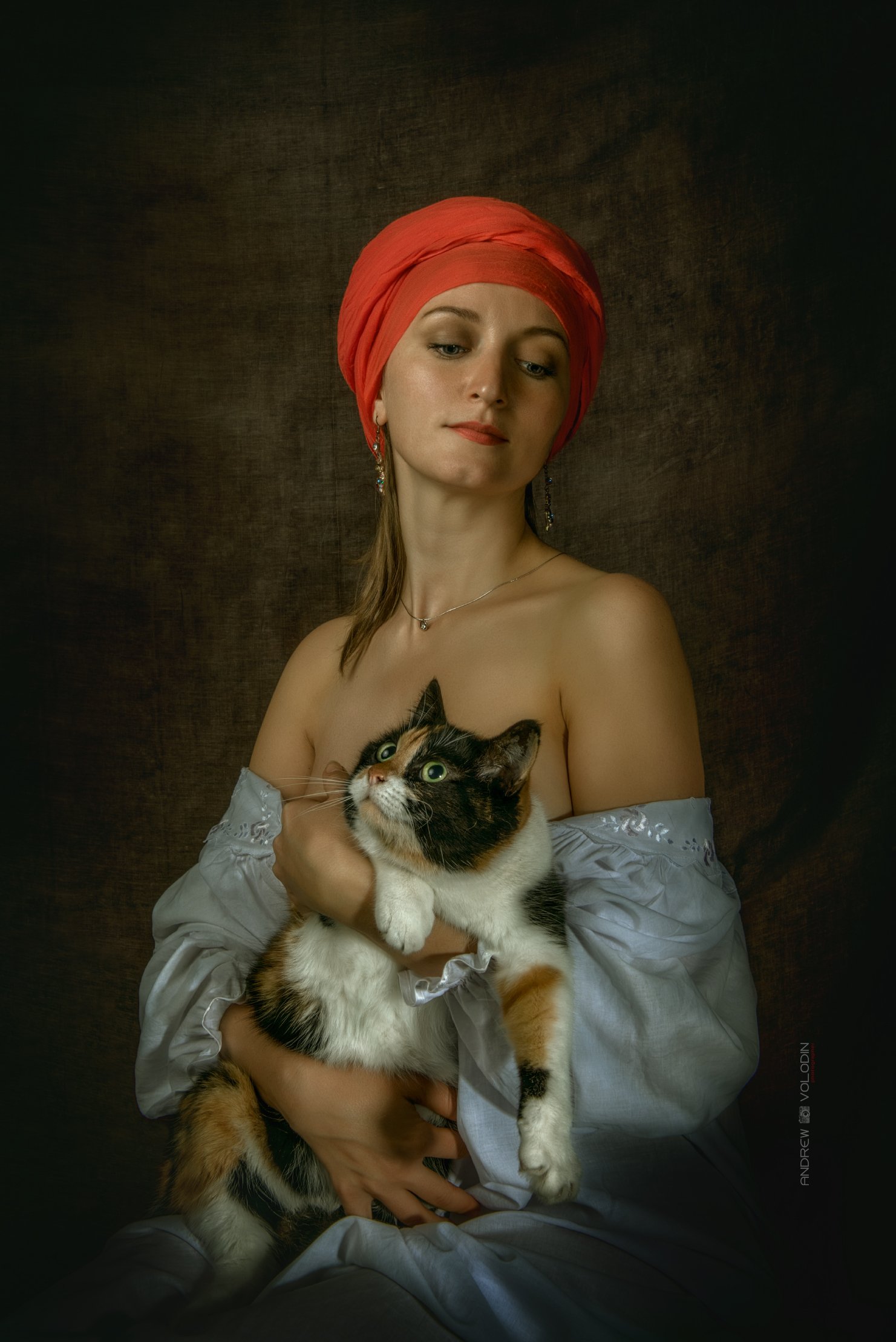 девушка портрет кошка возрождение, Андрей Володин