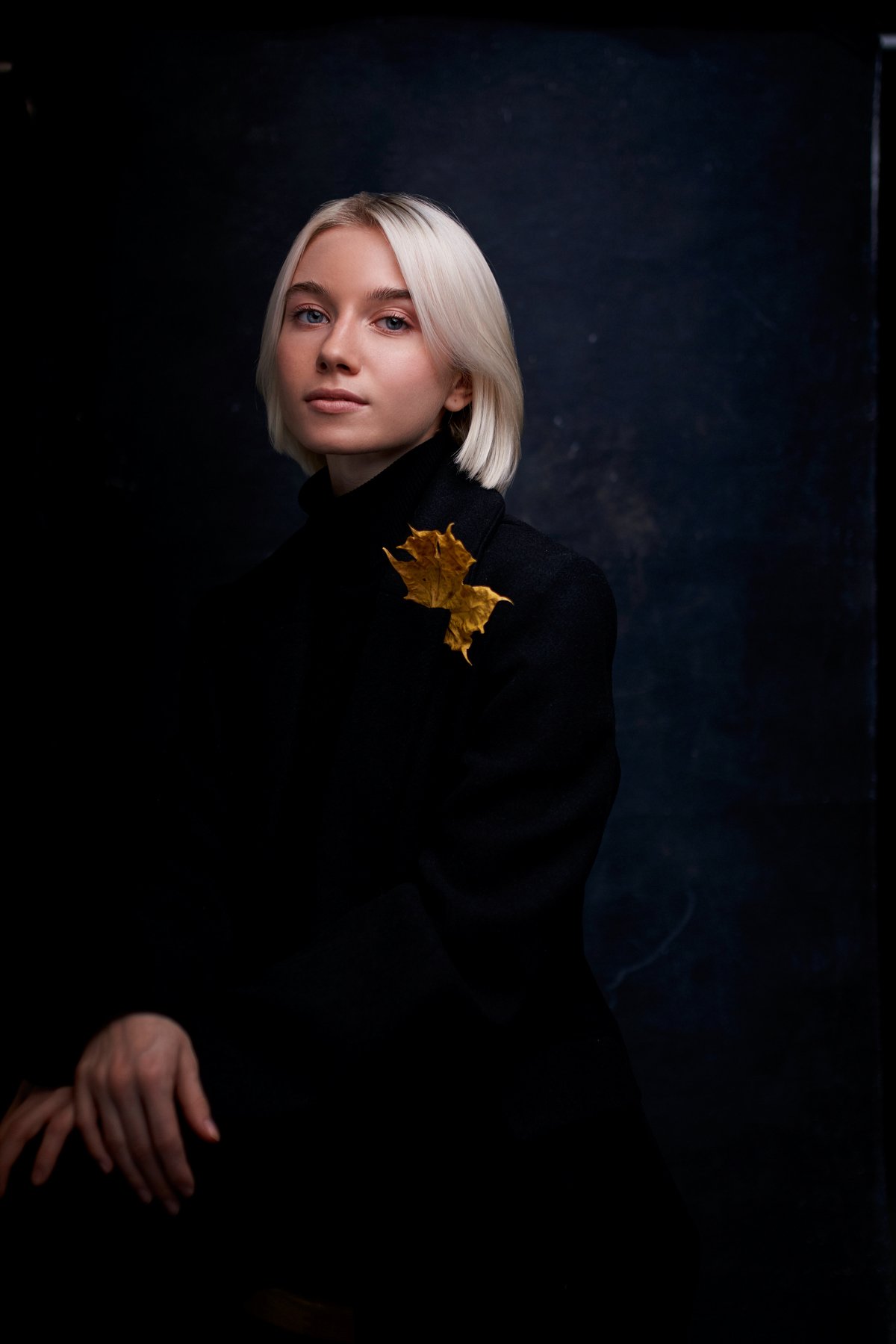 portrait, girl, lowkey, black, leaf, autumn, Наташа Высоцкая