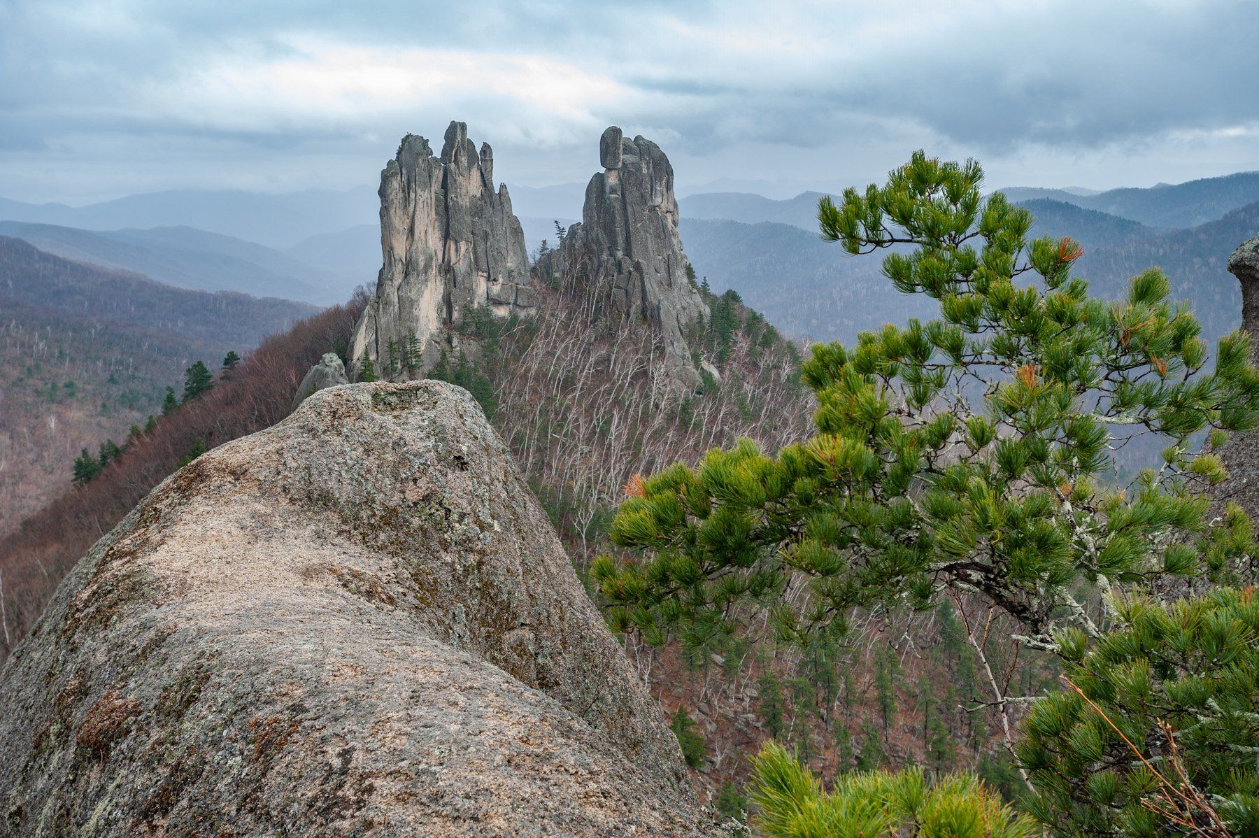 mountain, nature, rock - object, landscape, scenics, outdoors, mountain peak, forest, tree, summer, famous place, sky, valley, travel, hill, green color, beauty in nature, cliff, national landmark, mountain range, Иван Боровков