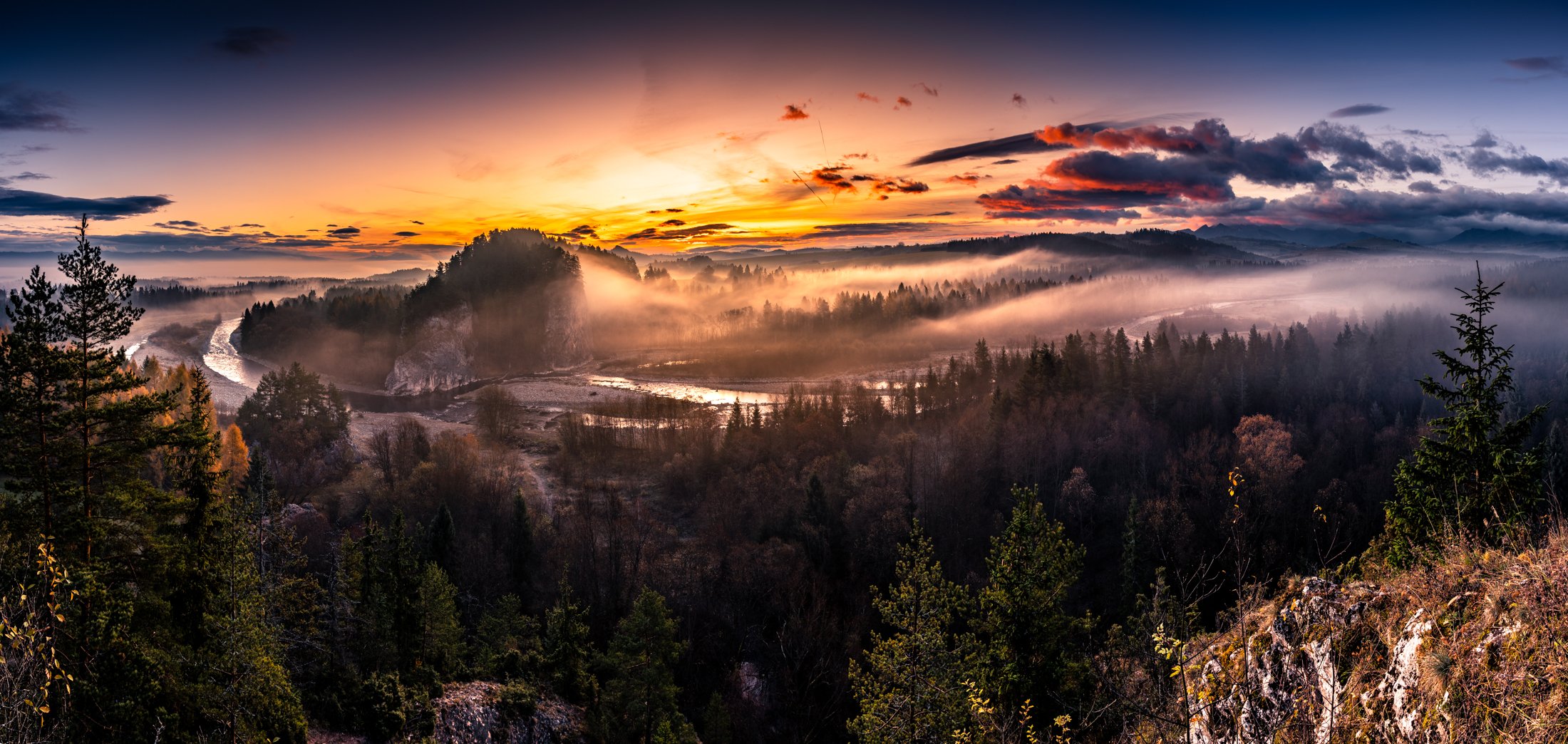 landscape, stream, mountains, przelom białki, poland, sun, green, tatry, view, trees, niebo, water, Bogdan Bafia