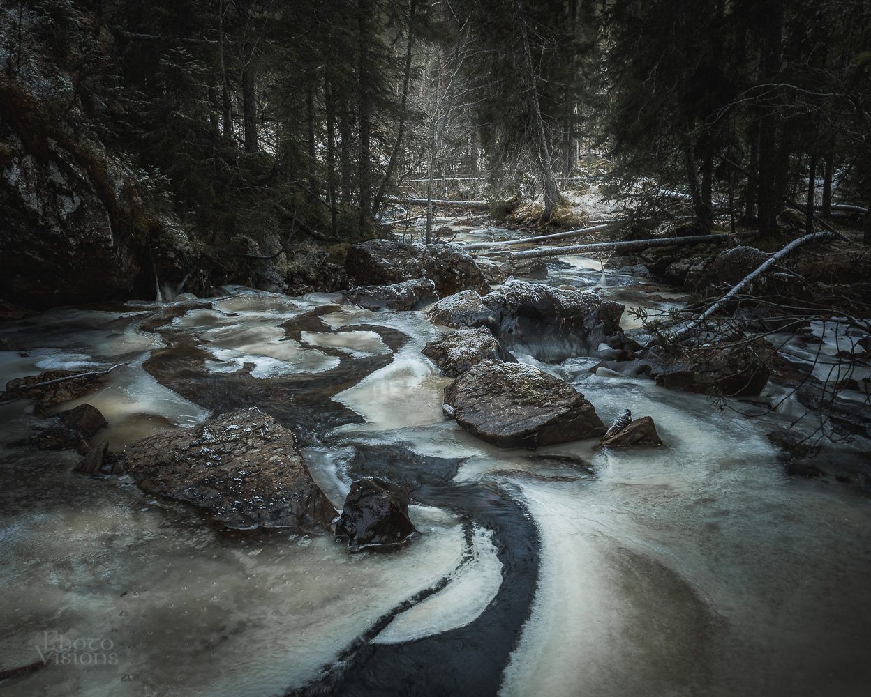 norway,nature,forest,boreal,woods,woodland,river,stream,mountains,trees,wintertime,norwegian,scandinavia, Adrian Szatewicz