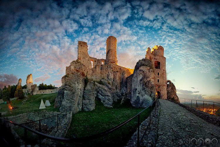 Ancient, Architecture, Building, castle, Clouds, Colors, Monument, Night, Panorama, ruins, Sky, Janusz Cedrowicz