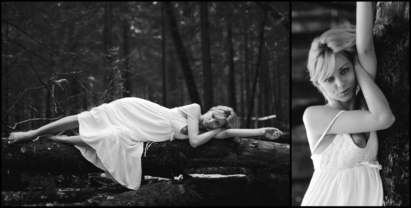 april, spring, black & white, blonde, woods, forest, portrait, 50mm, canon, nature, smile, Mike Danilov