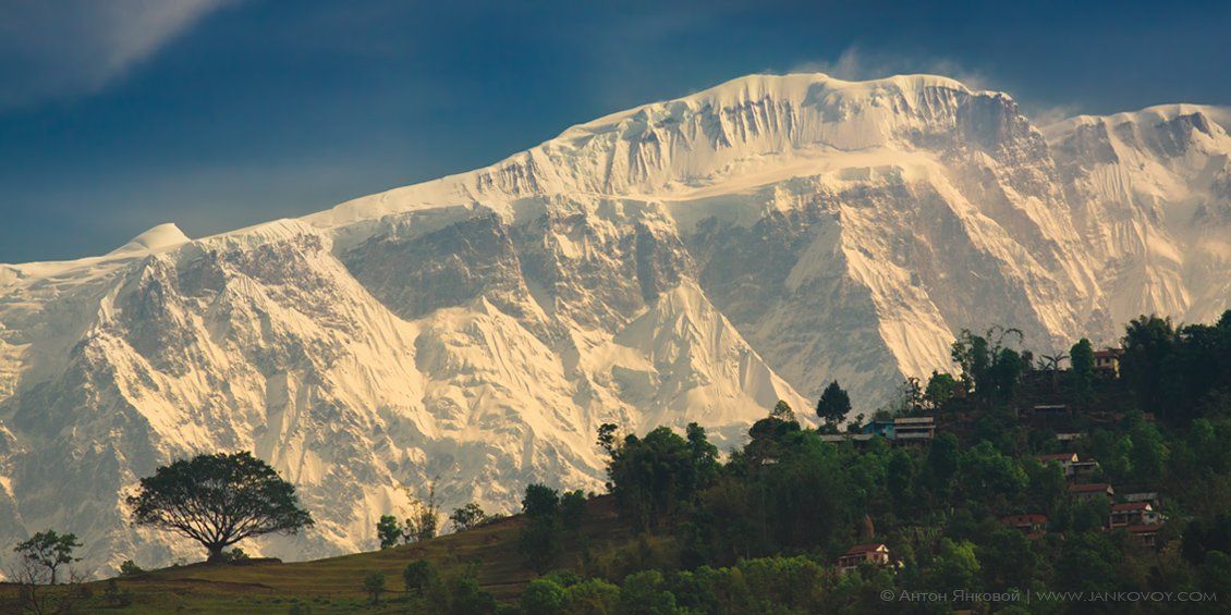 mountains, nepal, tree, village, гималаи, горы, деревня, дерево, непал, силуэт, покхара, himalayas, pokhara, ламжунг, lamjung, Антон Янковой (www.photo-travel.com.ua)