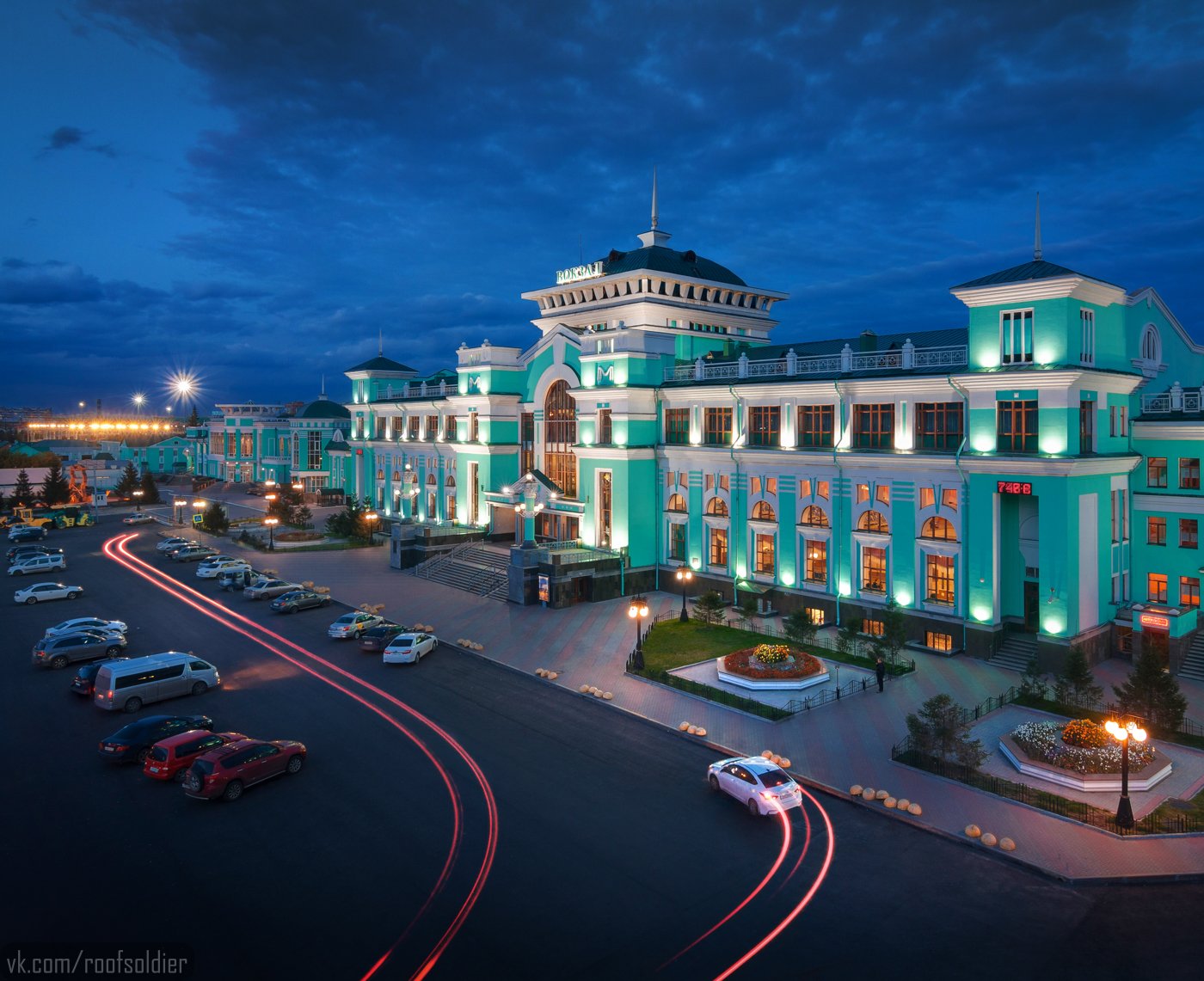 Омск, Россия, вокзал, город, пейзаж, ночь, выдержка, крыша, архитектура, Голубев Алексей