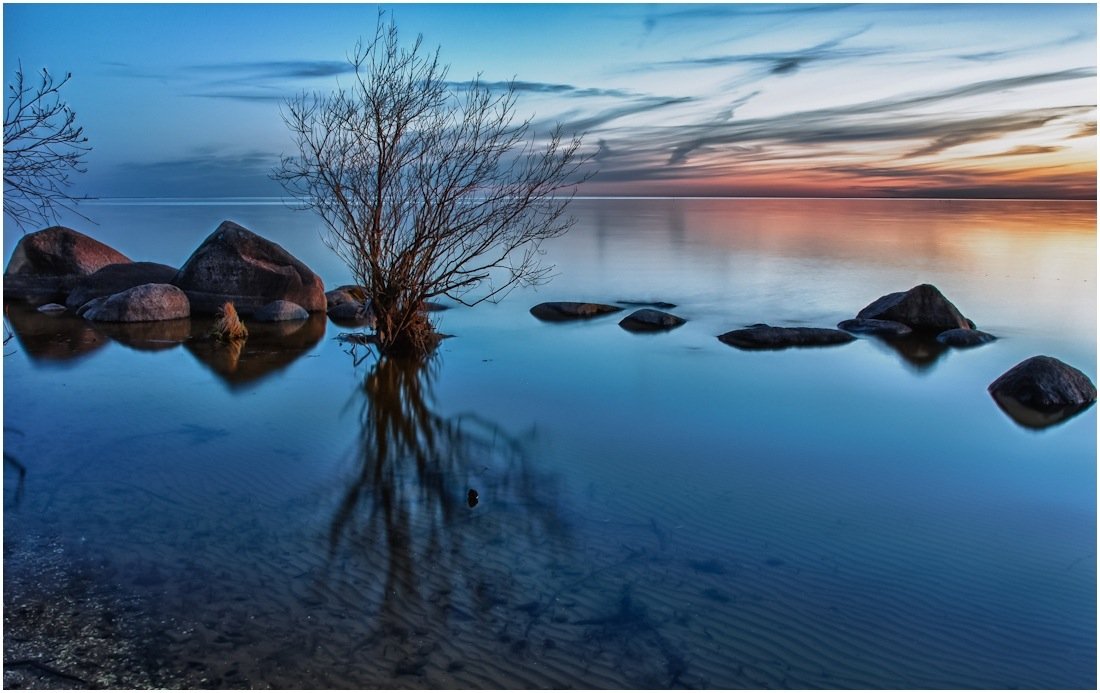 отражение, пейзаж, закат, озеро, Sergey Navetny