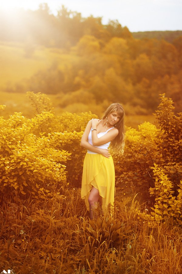 autumn, portrait, yellow, sun, Колбая Александр