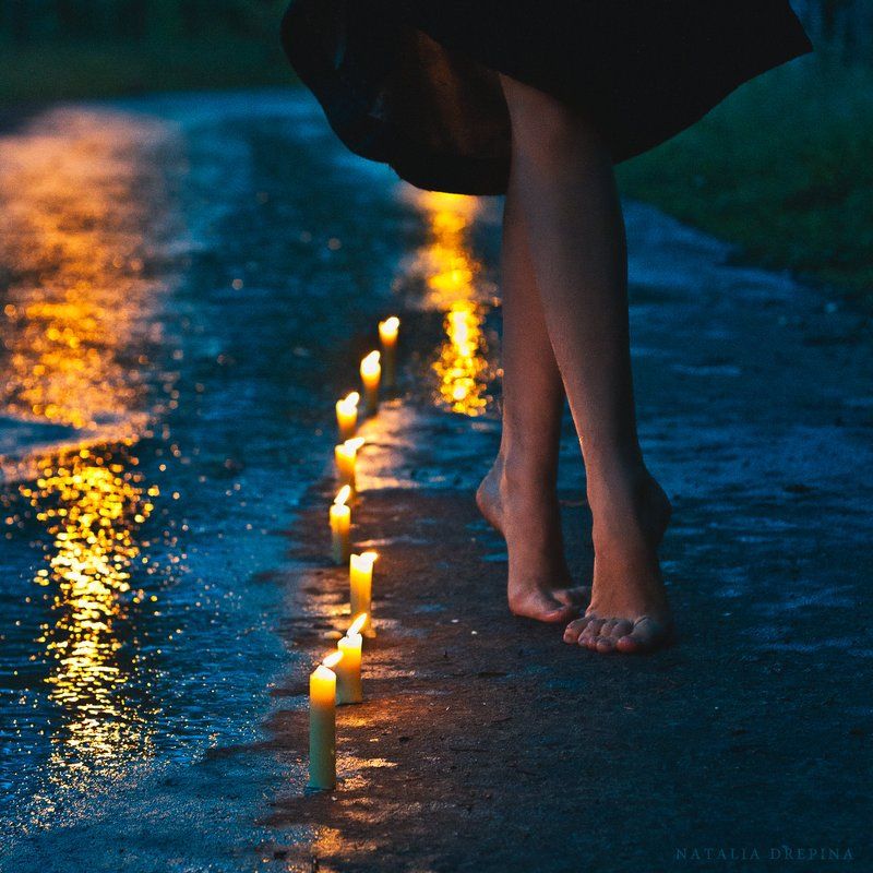 поступь, шаги, прогулка, дождь, свечи, мокрый асфальт, Natalia Drepina