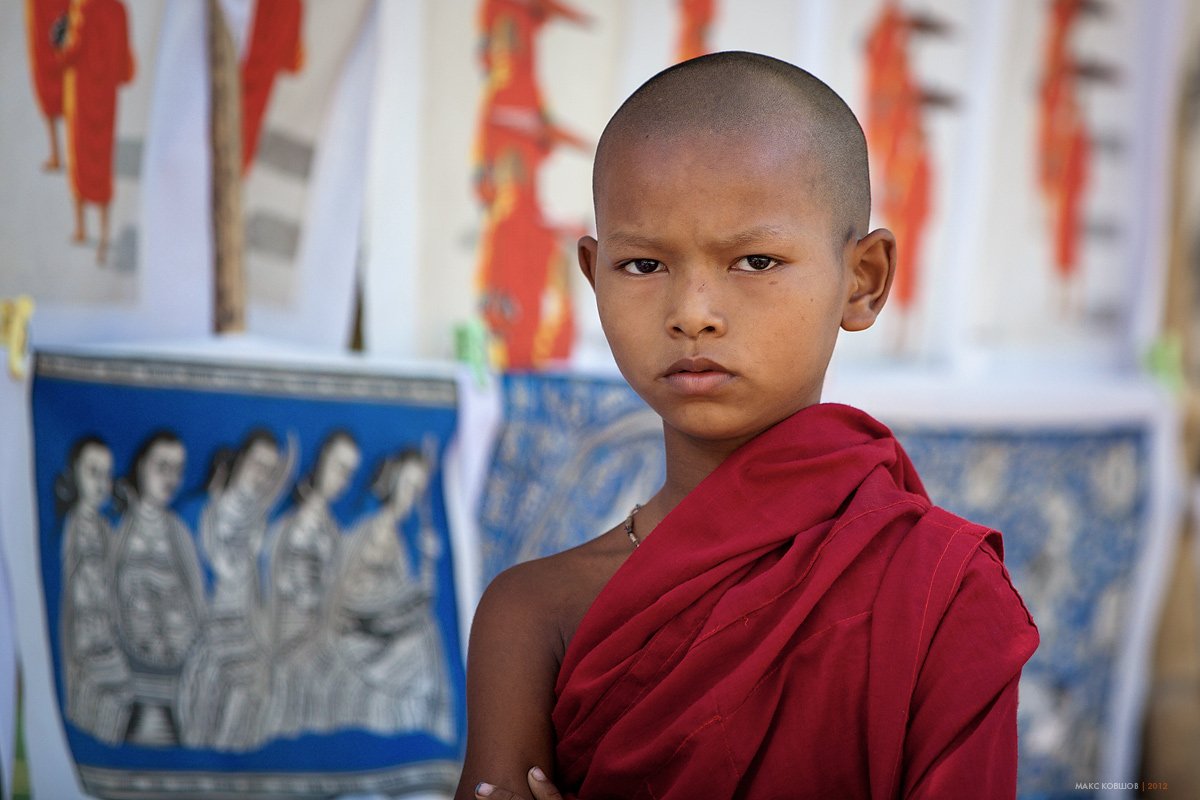 мьянма, бирма, баган, мальчик, монах, буддизм, Макс Ковшов