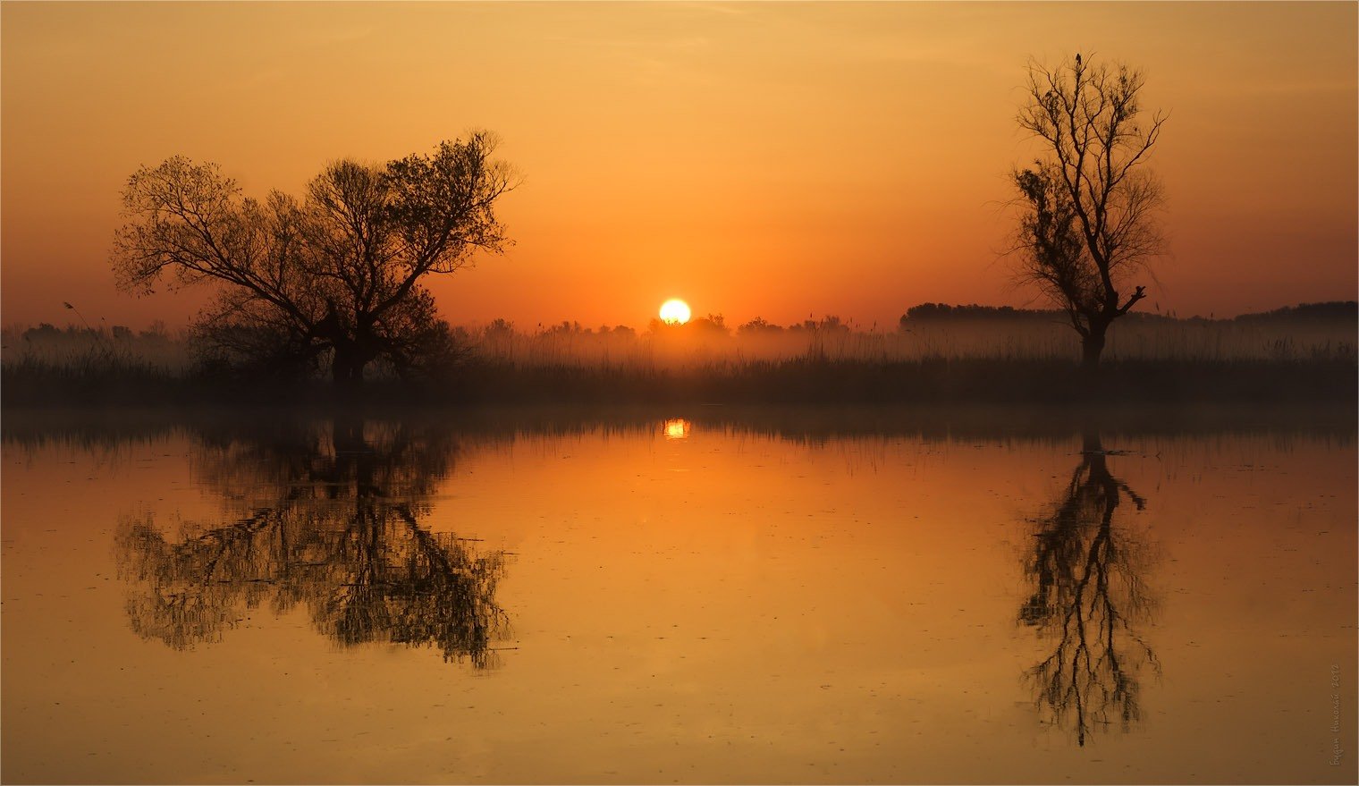 солнце, утро, рассвет, река, Будин Николай