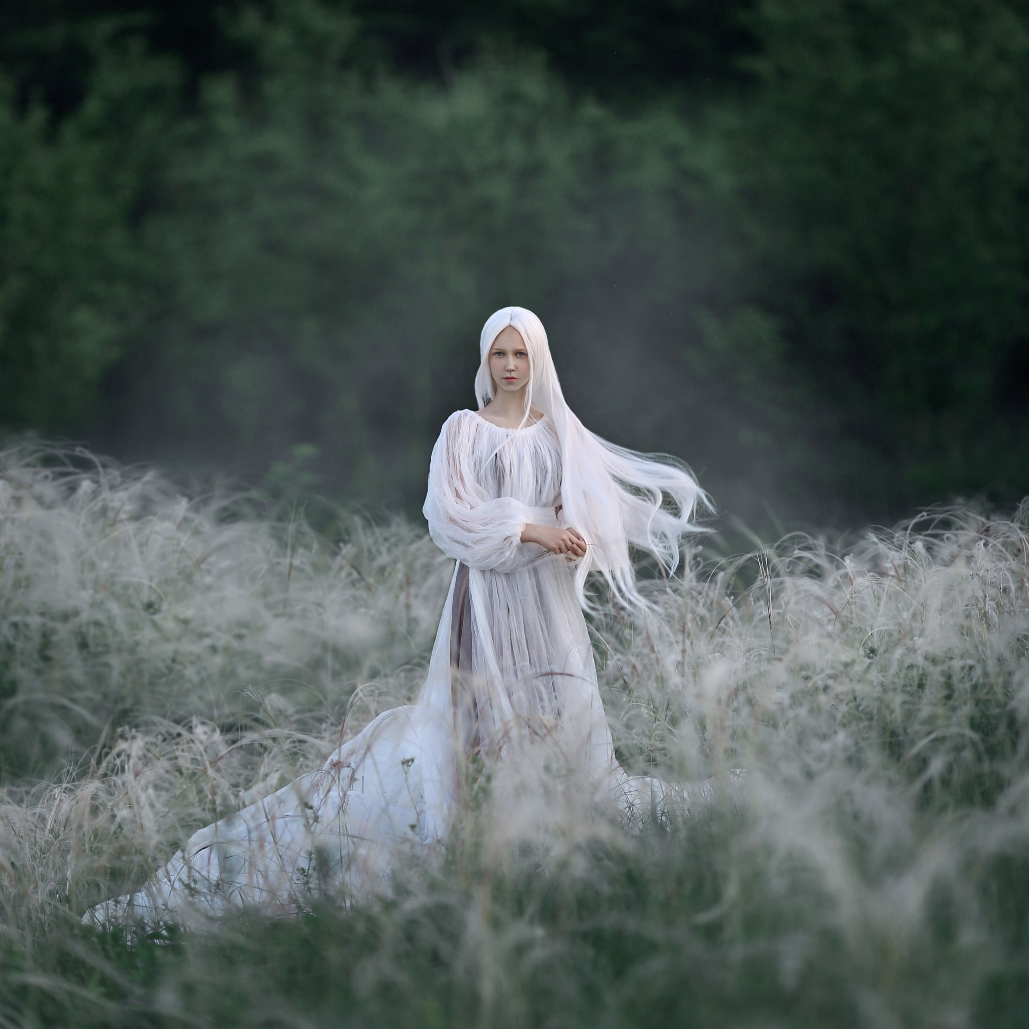 ковыль, белые волосы, белый, белое платье, Ирина Голубятникова