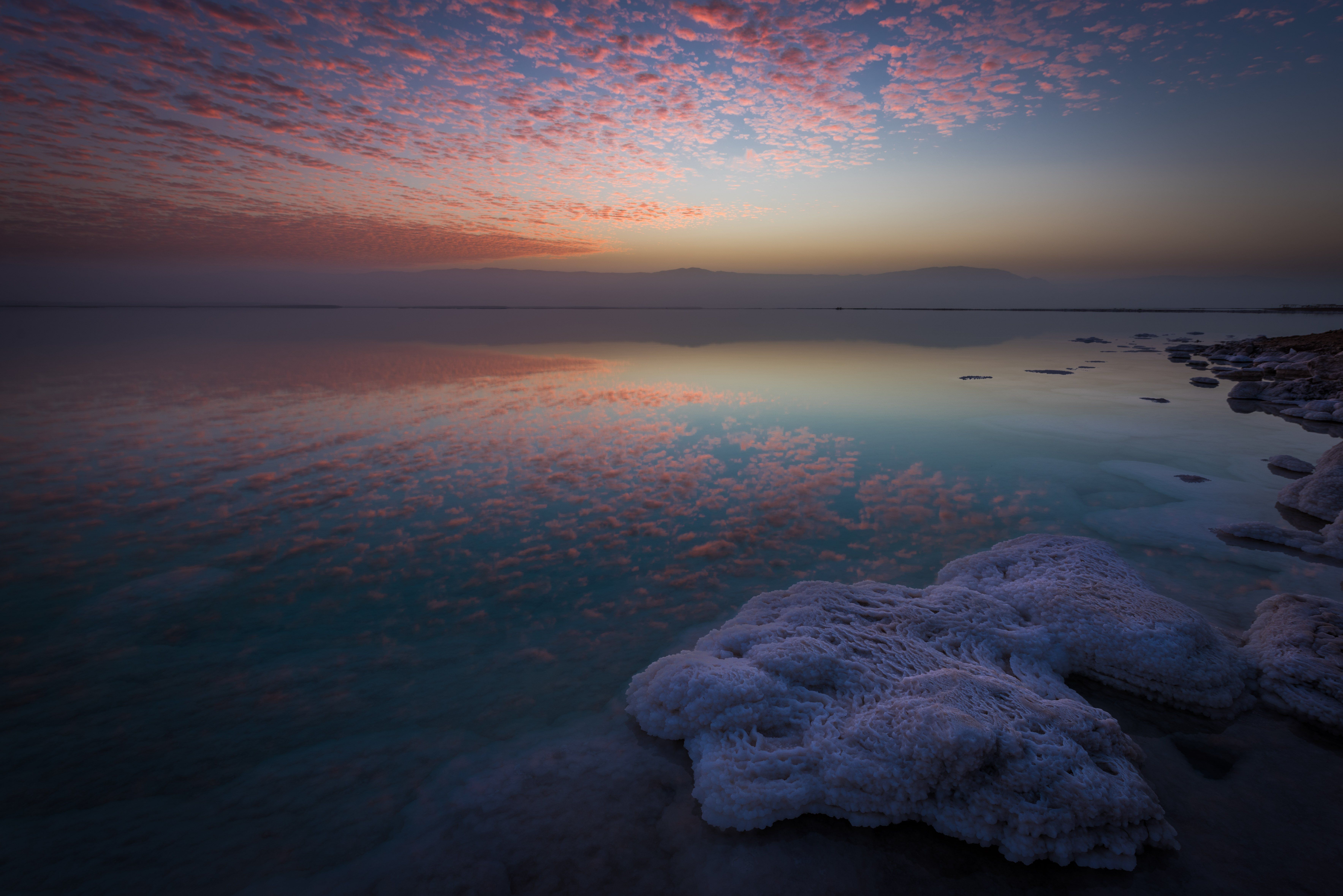 мертвое море, рассвет, облака, соль, спокойствие, созерцание,, Haim Rosenfeld