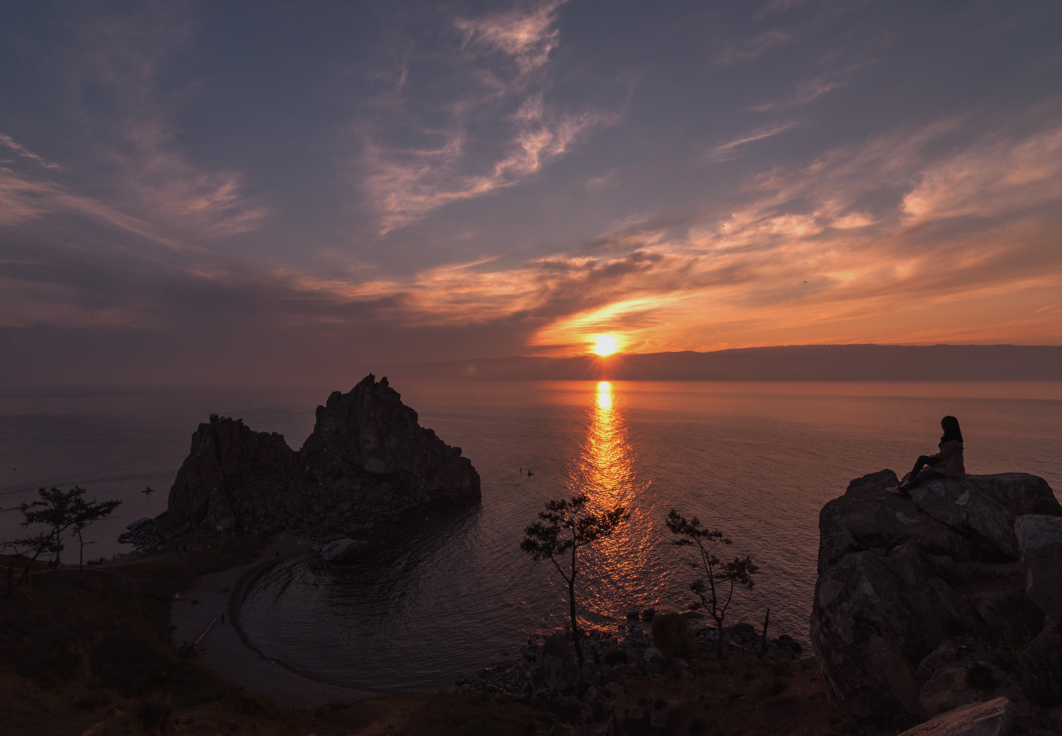 landscape, sunset, lake, baikal, girl, goldenhour,, Армашов-Тельник Григорий