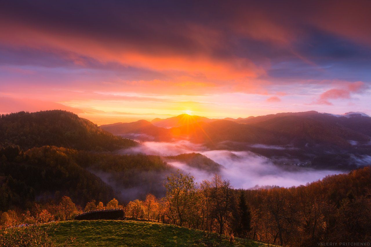 slovenia, sunrise, landscape, словения, природа, пейзаж, утро, Валерий Притченко