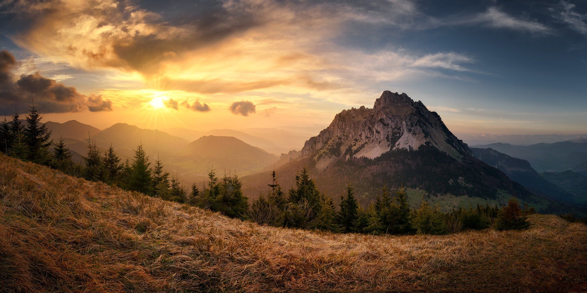 slovakia spring mountains littlefatra sunset landscape clouds panorama, Radoslav Cernicky