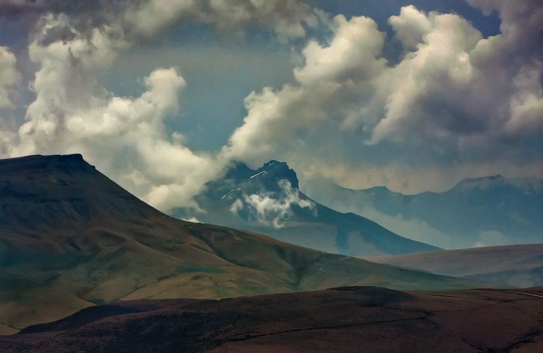 горы, облака, кавказ, Николай Стюбко