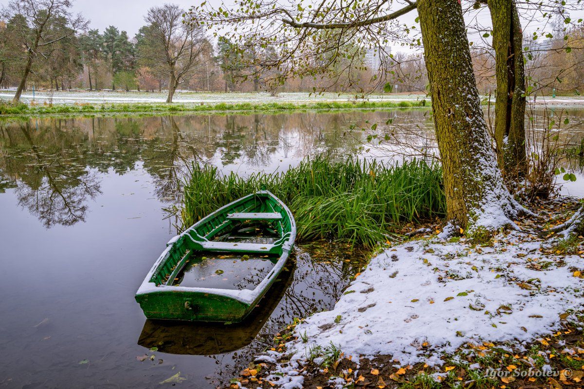лодка, пейзаж, зима, boat, landscape, winter, Игорь Соболев